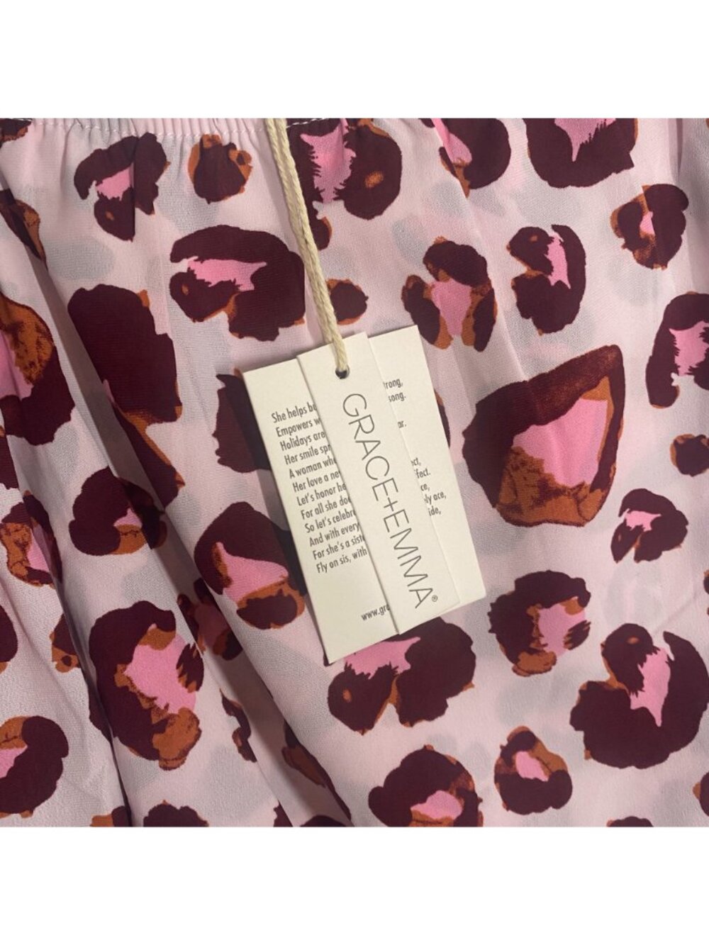 Grace + Emma Womens Leopard Print Long Sleeve Blouse 3XL Pink & Burgundy - Picture 3 of 8